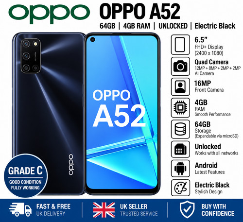 Oppo a52 64gb unlocked android - a52,